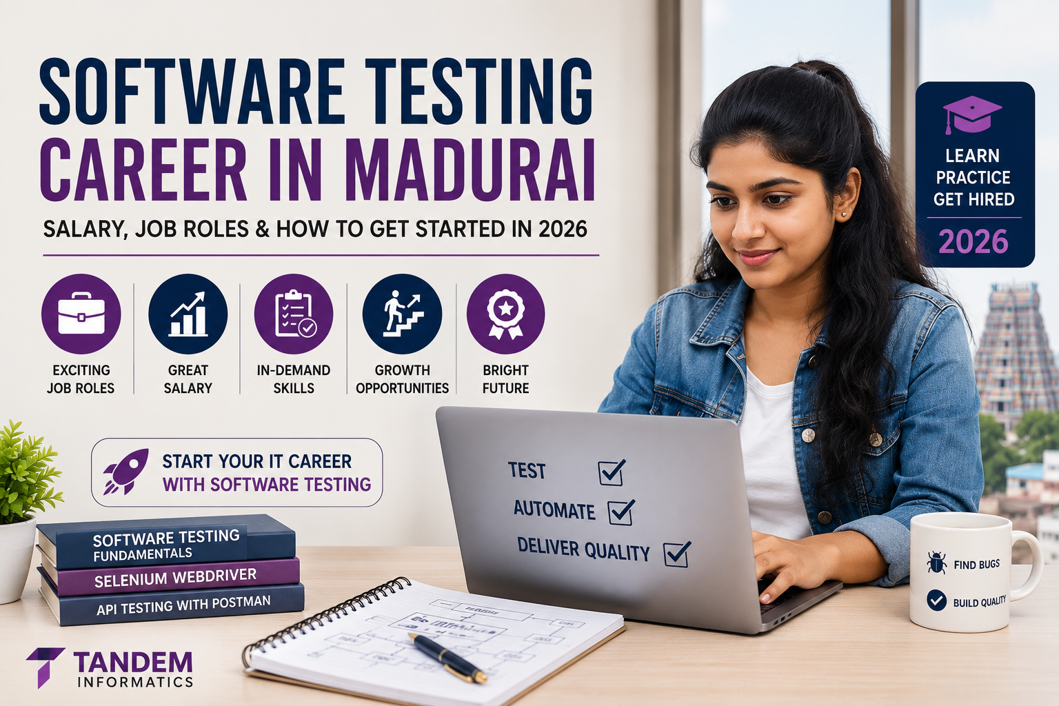 Explore software testing careers in Madurai in 2026, including job roles, salary expectations, essential skills, courses and how to start your IT career.